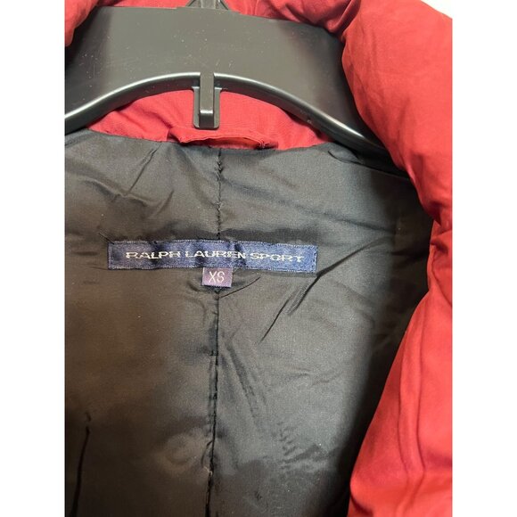 Vintage Ralph Lauren Sport XS Red Long Down Coat Nylon/Polyester Blend - Picture 4 of 7